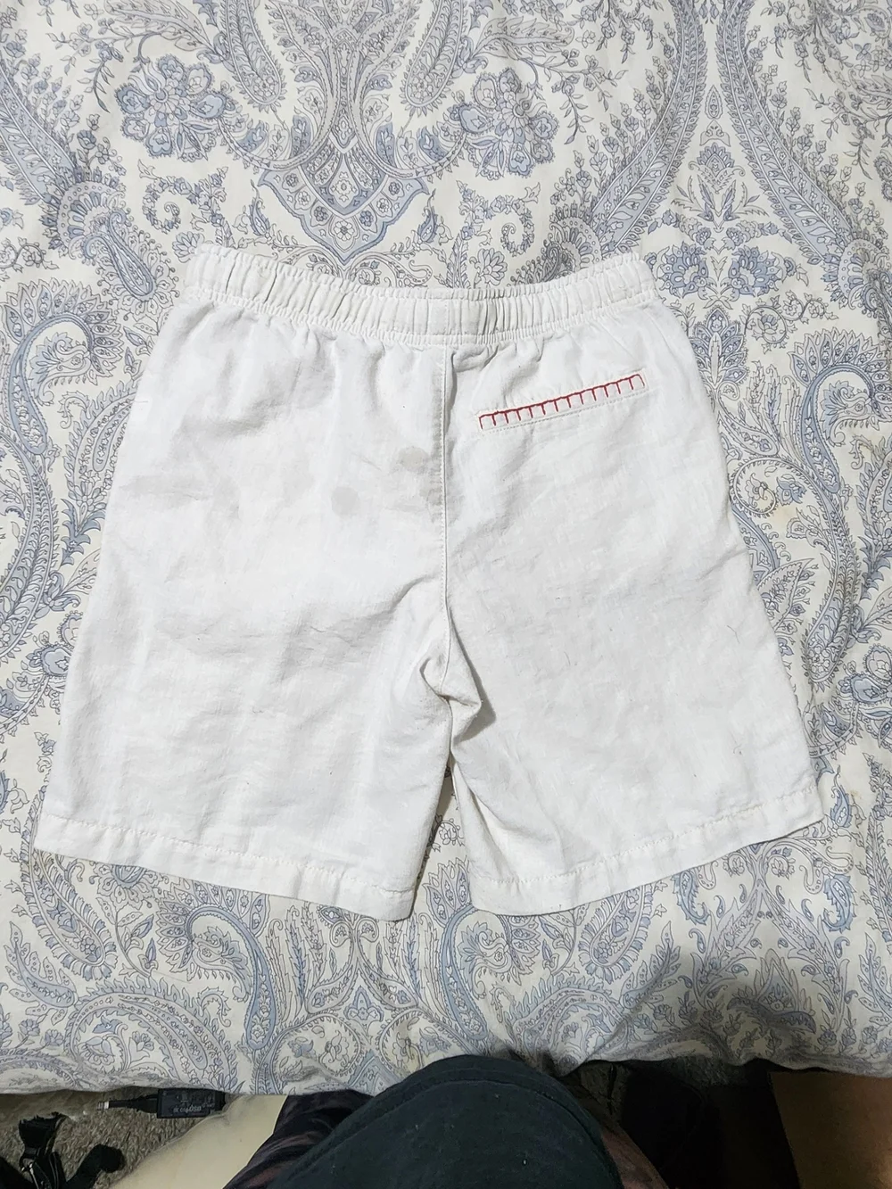 Disney Mickey Mouse White Linen Blend Shorts Girls Size L 10-12 Plus Cherry